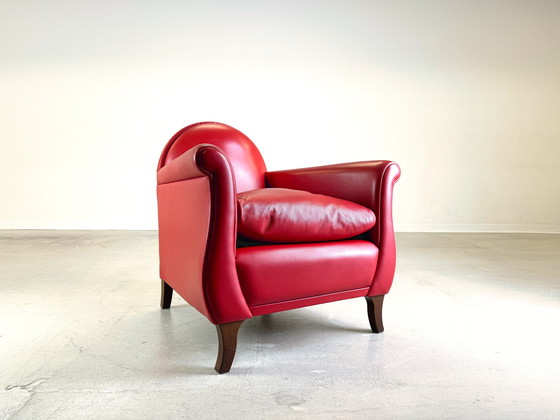 Image 1 of Lyra Fauteuil Poltrona Frau By Renzo Frau Cuir Rouge Lira