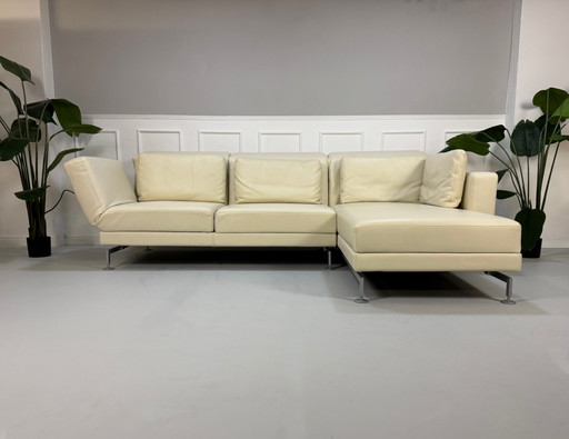 Brühl Moule Ecksofa Leder Sofa Beige Couch Schlaffunktion