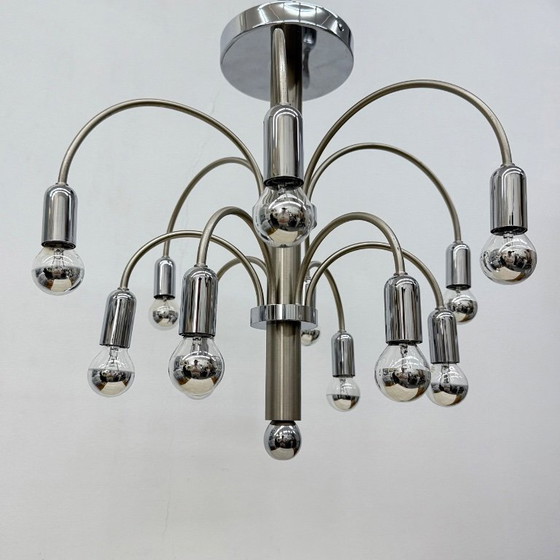 Image 1 of Lampada da soffitto vintage in ottone cromato di Sciolari, anni '70