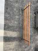 Vintage 1950s Teak Wood and Metal Scandinavian Coat Rack