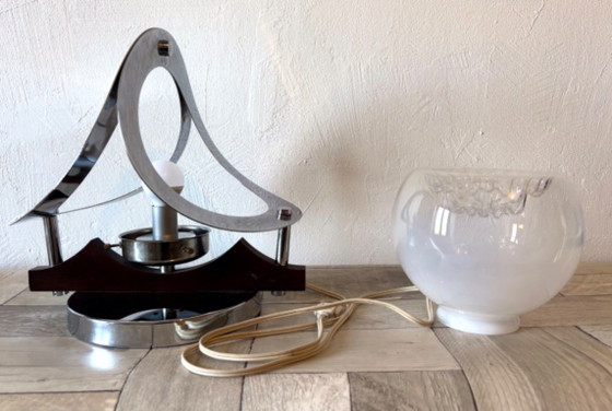 Vintage Space Age Lamp - Murano, Mazzega, 70s, Italian design, Table lamps, Chrome, Glass, Silver (photo 14 of 14)