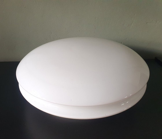 Image 1 of Vintage Raak Amsterdam opaline UFO glass ceiling lamp
