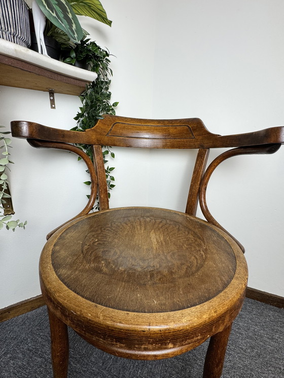 Image 1 of Origineel duo vintage bentwood armstoelen – Thonet (Bieletz-Mistelbach, ca. 1920) & Fischel (Czechoslovakia, ca. 1950)