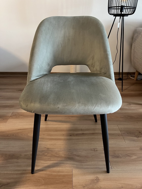 Image 1 of Chaises en velours bleu-gris (4)