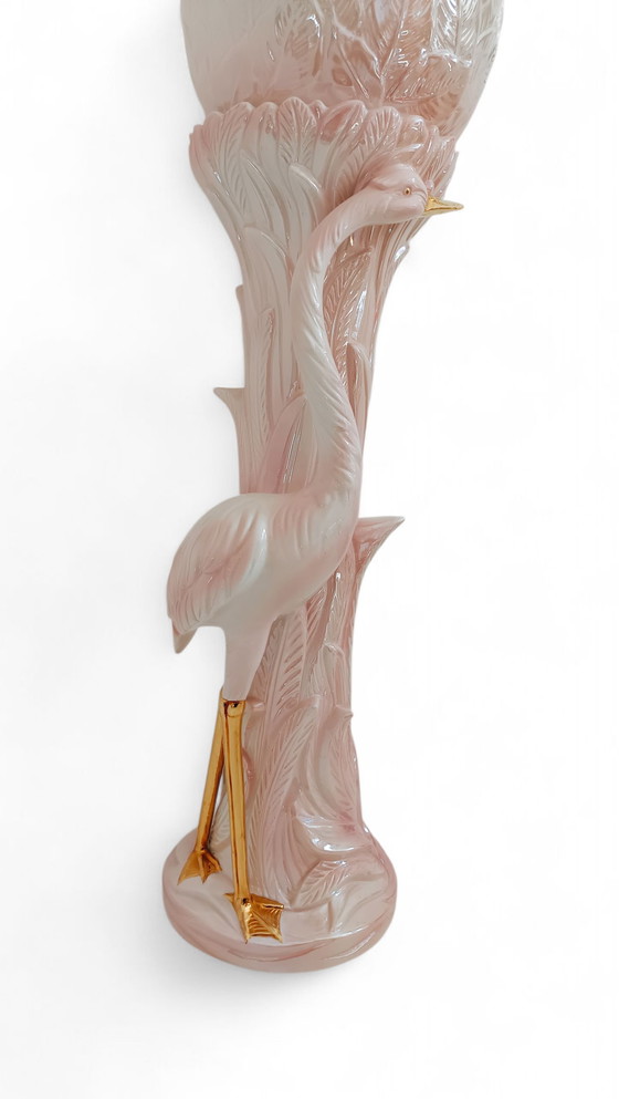 Image 1 of Colonna portavasi italiana con vaso coordinato in rosa madreperla