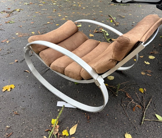 Rocking Chair von Hans Kaufeld, Schaukelstühle, Leder, Metall, Braun (Foto 2 von 9)