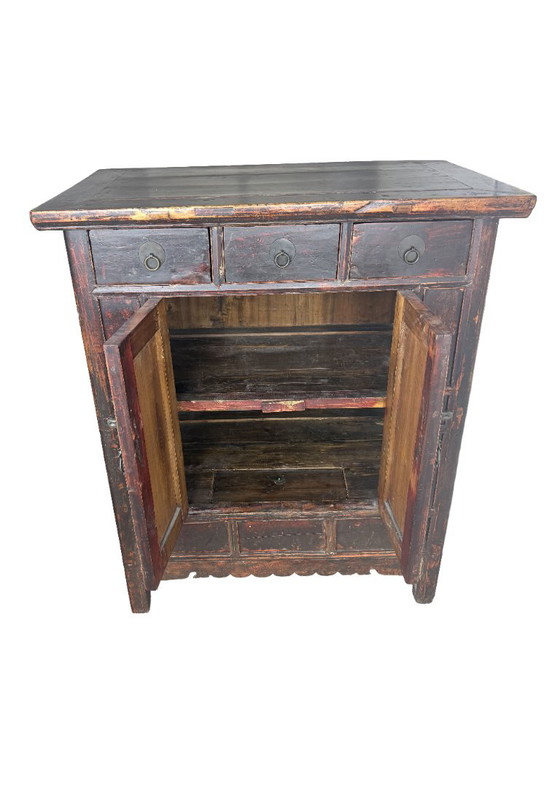 Antique Chinese Elm Cabinet – Late Qing Dynasty Style 19th Century – Metal, Wood (photo 4 of 10)