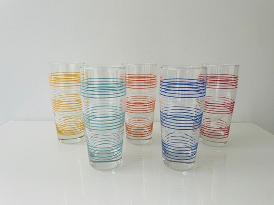 Image 1 of Set of 5 vintage Scandinavian long drink glasses