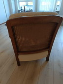 Chaise antique (65 x 78 x 75 cm) avec 2 coussins