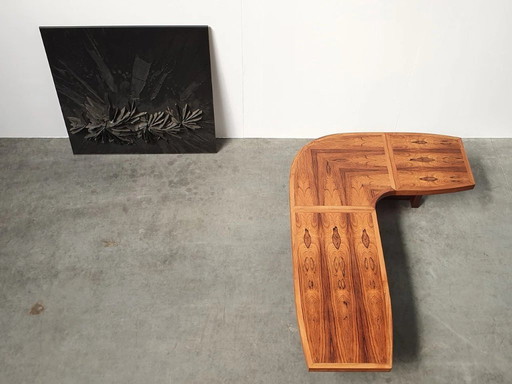 Vintage-Couchtisch aus Palisanderholz in Bumerangform, 1970er Jahre, Dänemark