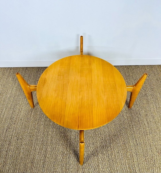 Image 1 of Vintage ronde salontafel van beukenhout en glas, 1960