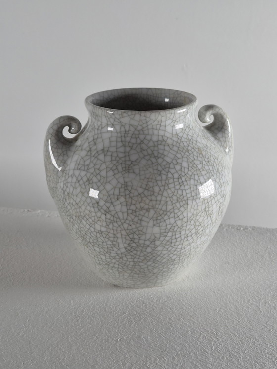 Vintage Mid Century Amphora Porcelain Vase Craquelé VEB Liäichte – VEB Lichte, Vazen (photo 10 of 10)