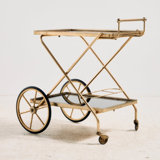 MK10357 Carrito con estructura de latón de Maison Jansen, Francia – serveerwagens, Metal (photo 2 of 11)