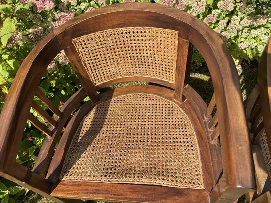 4 x Dining Chairs – Merk onbekend, Rattan, Wood (photo 5 of 5)