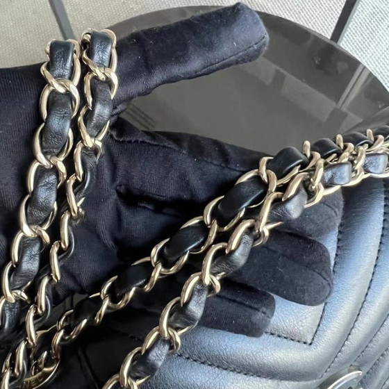 Image 1 of Chanel Seasonal Flap - Calfskin Quilted Small Daily Chevron Flap Black Sereis 27