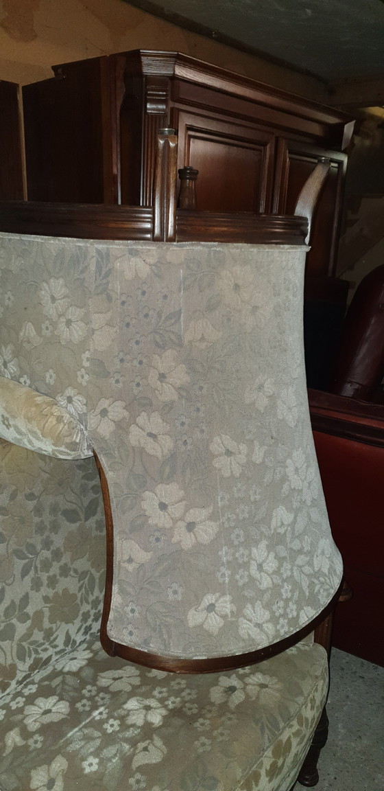 Image 1 of Classic oak wool mohair sofa with armchairs