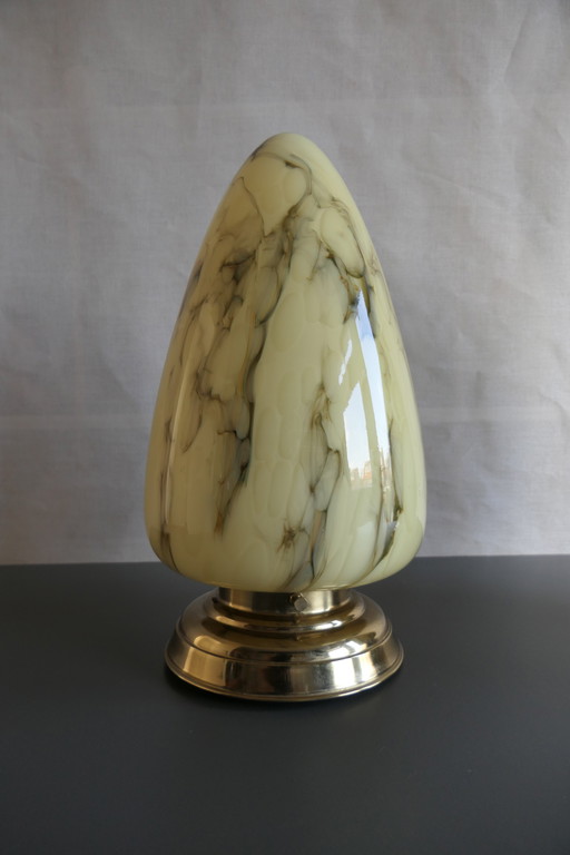 Two art deco ceiling lights, marbled, drop shape