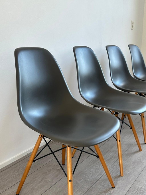Vitra Eames Set of 4 Dark Grey Side Chairs