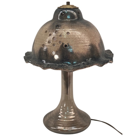 Image 1 of Mid-Century Enameled And Glazed Ceramic Mushroom Table Lamp