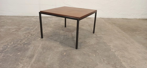 Image 1 of Vintage teak and black metal frame coffee table 