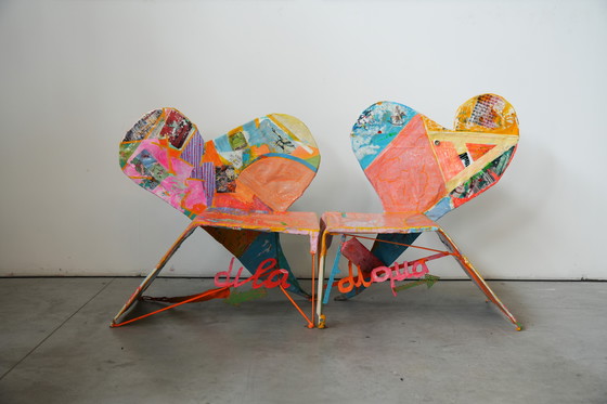 Image 1 of Guido Coletti Sculptural Modular Chairs (1995) – Heart-Shaped Abstract Collage