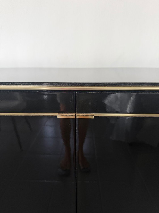 Pierre Cardin Sideboard With Brass Black Lacquered Shell Inlays, 1980 – Wood (photo 34 of 64)