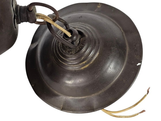 Image 1 of Scuola di Amsterdam - lampada a lanterna - vetro sfaccettato - rame - Anni '20