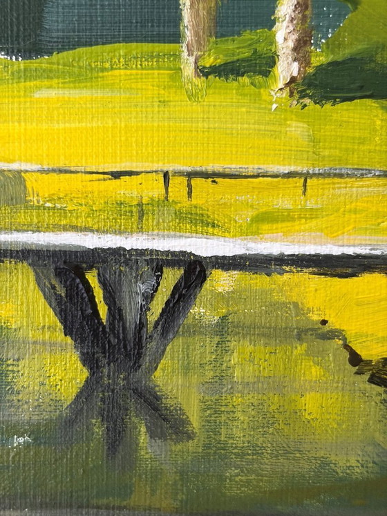 Image 1 of On My Way to School I – Landscape with bridge | Acrylic on canvas