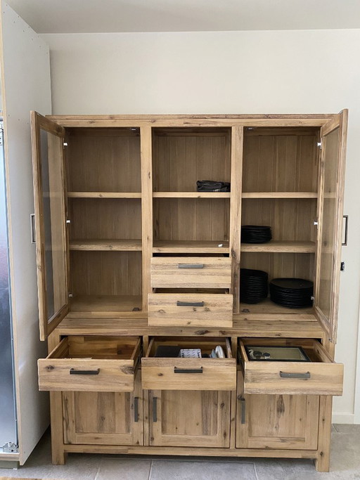 Credenza in legno massello di acacia (160x45x200) (due pezzi)