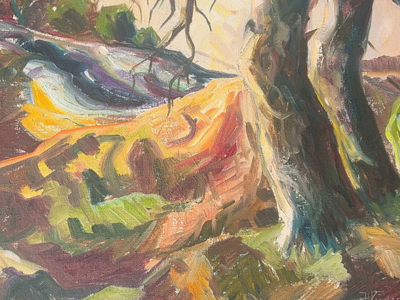 Dipinto a olio originale di paesaggio con etichette espositive – Dipinti e disegni, Tela (photo 6 of 12)