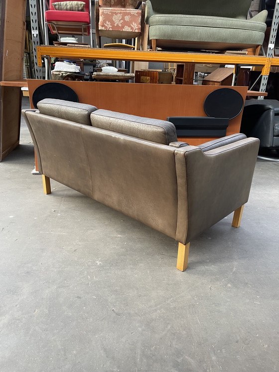 Image 1 of Vintage Scandinavian Design Two-Seat Brown Leather Sofa from 1970’s