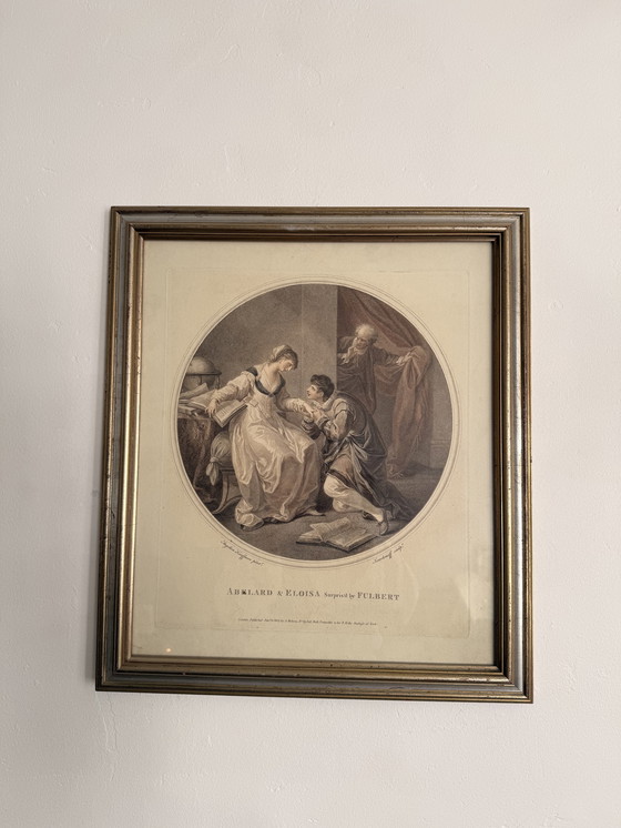 Image 1 of Antieke stippelgravure uit 1805 van Angelica Kauffman - Abelard & Eloisa