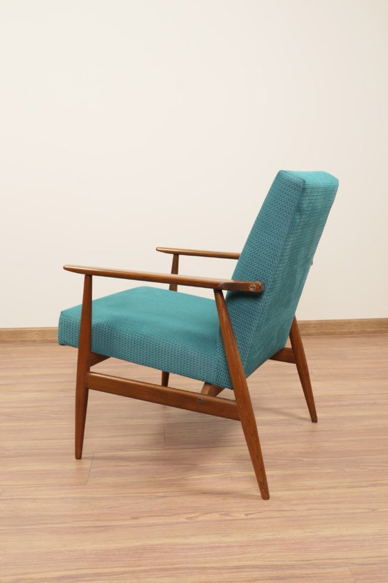 Image 1 of Vintage armchair teal fabric design by H.Lis