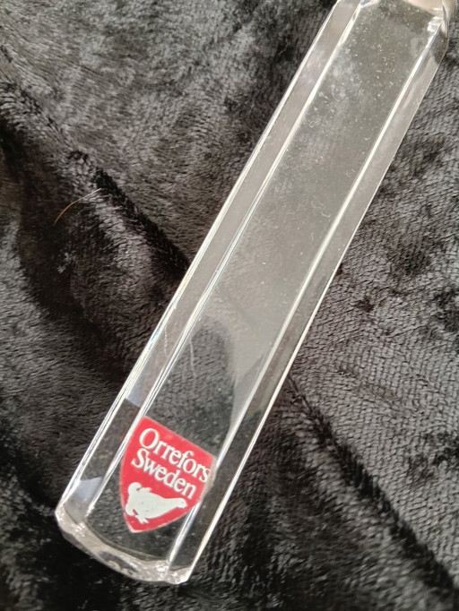 Pelle à gâteau de qualité Orrefors Suède en cristal taillé et acier inoxydable