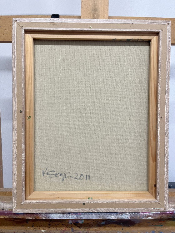 Image 1 of Cuadro original, "FIGURINE 2", óleo sobre lienzo, incluye marco, 53,5 cm x 43,5 cm