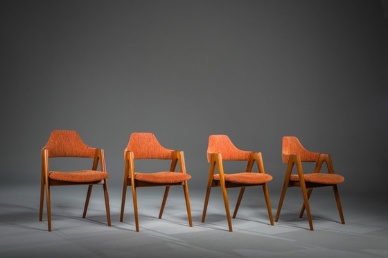 Image 1 of Dänische Kompass-Esszimmerstühle von Kai Kristiansen, 1960er Jahre, Satz 4