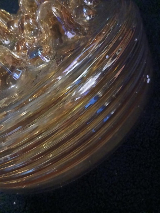 Image 1 of Leuchtend orange-goldene Decken-/Wandleuchte aus den 1980er Jahren