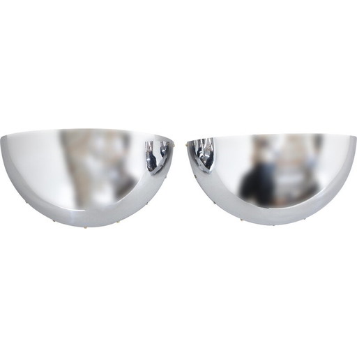 Pair of vintage Bauhaus chrome wall lamps, Czechoslovakia 1930
