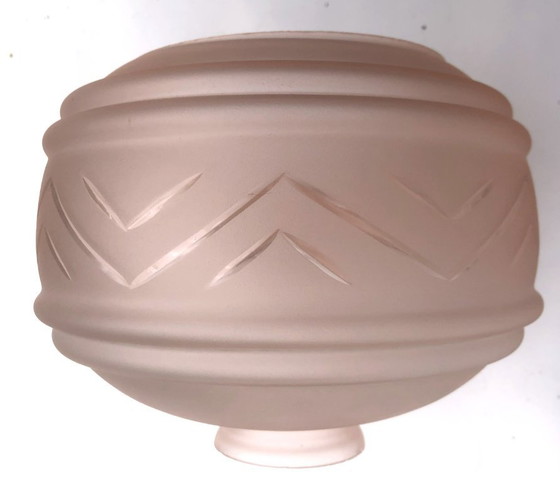 Image 1 of Lot of 5 art nouveau globes, 1900-1910, rose-colored, glass, Begium