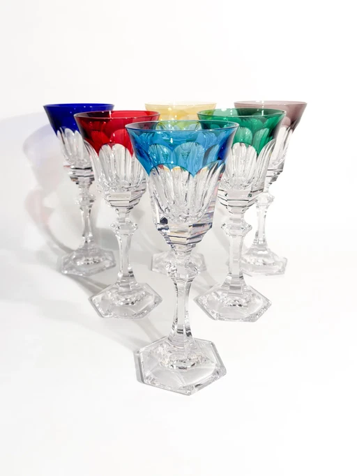 Set di calici in cristallo multicolore di Chenonceaux Sèvres, anni '60 – tafelaccessoires, Crystal, Mid Century Modern