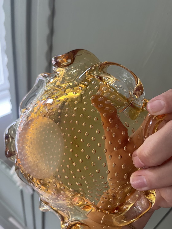 Image 1 of Vintage Murano Amber Geel Honey Asbak