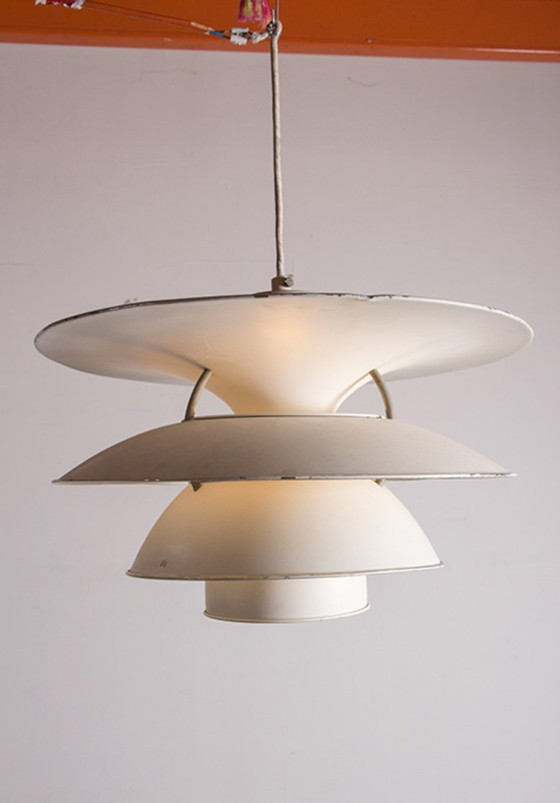 Image 1 of Danish suspension lamp in brushed metal, Model PH 6 ½ -6V Called "Charlottenborg" by Poul Henningsen for Louis Poulsen