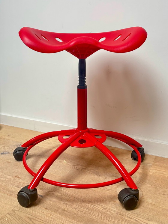 Sgabello vintage IKEA Traktor / sgabello sedile trattore – Rosso – Sedie girevoli, Plastica, Metallo (photo 2 of 9)