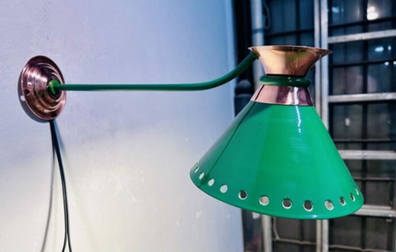 Pair of 60s Wall lights, Brass, Metal, Green, Mid Century Modern (photo 6 of 8)