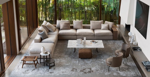 Divano angolare modulare Flexform Groundpiece 450x320cm in tessuto Extra