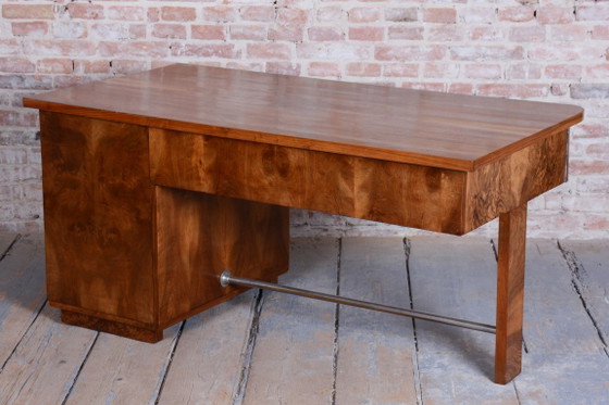 Restored Art Deco Writing Desk, By UP Závody, Walnut, Repolished, Czech, 1930s – Metal, Wood (photo 7 of 19)