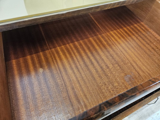 Tocador de madera de raíz con espejo, Cómodas, Vidrio, Marrón, Mid Century Modern (foto 15 de 15)