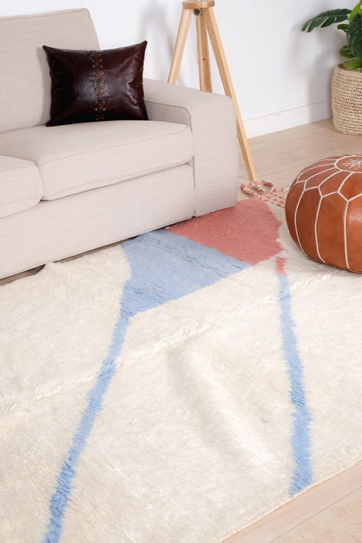 Handmade Beni Ouraine rug with colorful patterns, 2/3 m