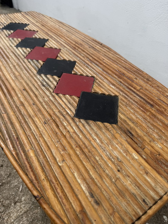 Image 1 of 1960s rattan and bamboo coffee table