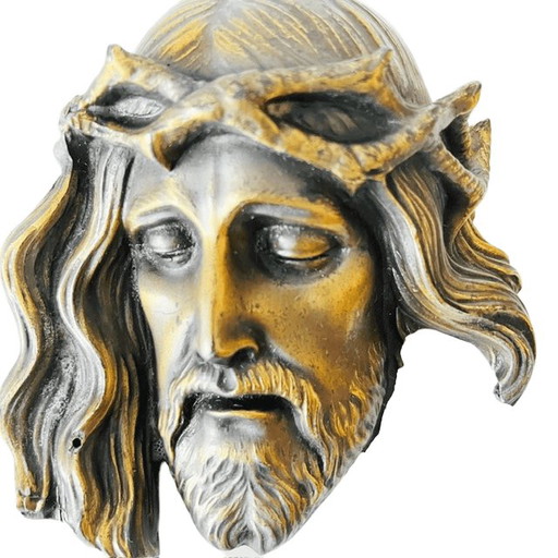 Antikes religiöses Wandrelief aus Messing, Jesus Christus mit Dornenkrone, 1900er Jahre – decoratieve objecten (photo 2 of 7)